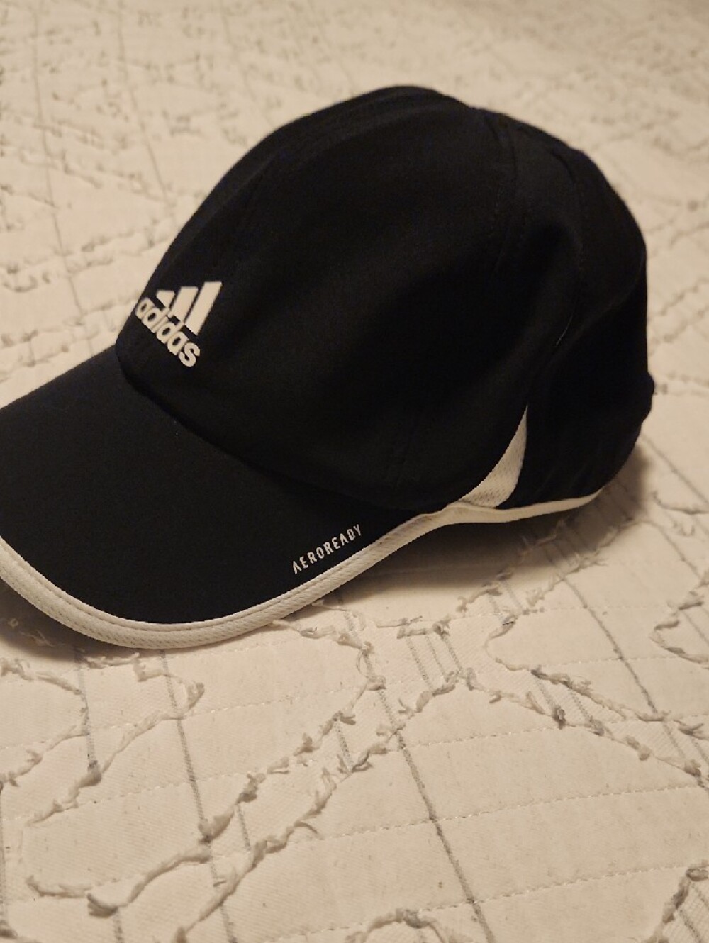adidas Superlite Aeroready Black Cap with White Logo and Trim - Gently Worn - Picture 2 of 2